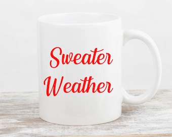 SVG de clima de suéter: Diseño de taza de otoño (archivo digital)