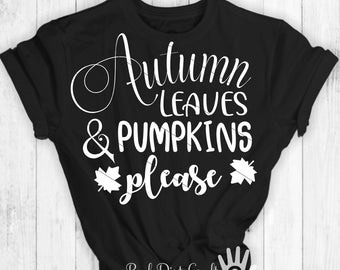 Hojas de otoño y calabazas, por favor SVG: Archivo de corte de otoño para Cricut (descarga digital)