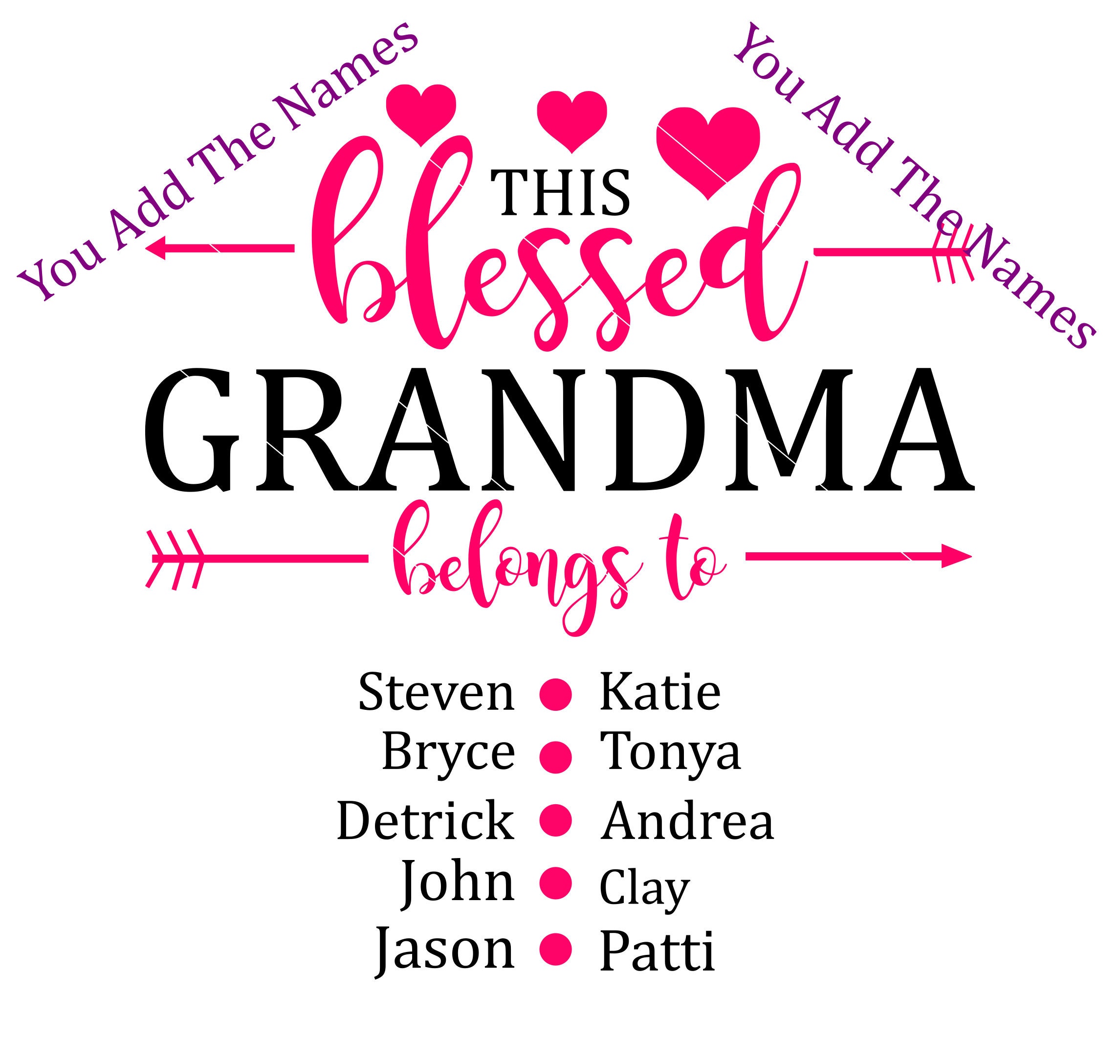 Blessed Grandma Svg, Dxf, Png, Pdf, Grandma Love, Grandma with Names,…