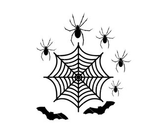 Arañas y telarañas de Halloween SVG: Diseño de taza y camiseta con araña espeluznante (archivo digital)