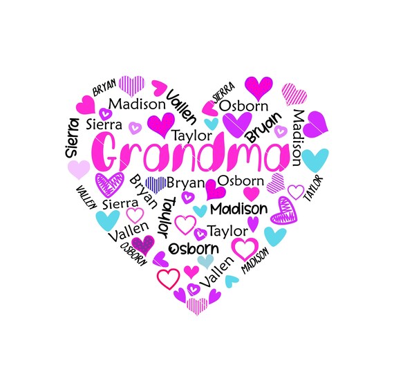 Download Grandma Svg Dxf Png Mother S Day Mom Love With Names Etsy
