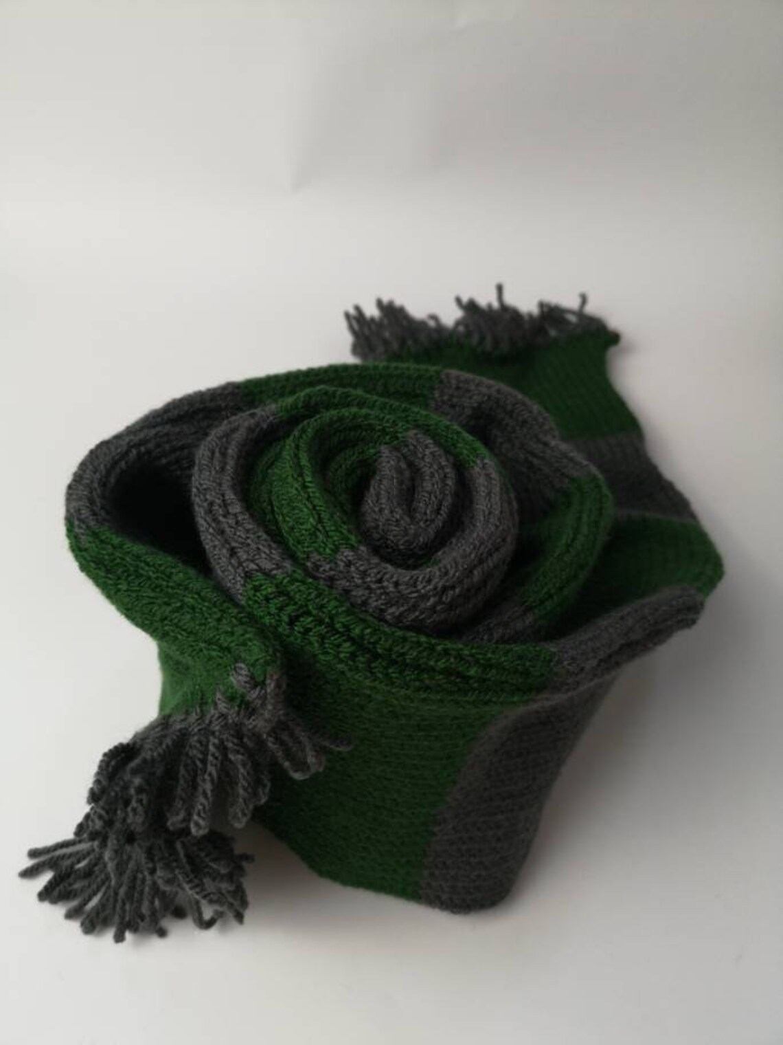 green and gray scarf