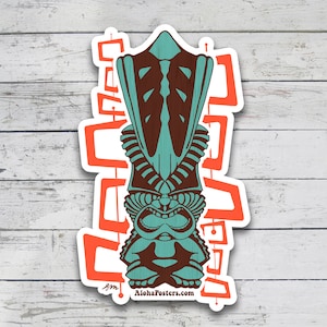Retro Tiki, Vintage, Hawaii Vinyl Sticker, Hydro Flask, Water Bottle, Vinyl Decal