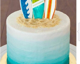 Edible Fondant Surfboard Cake Toppers - set of 3
