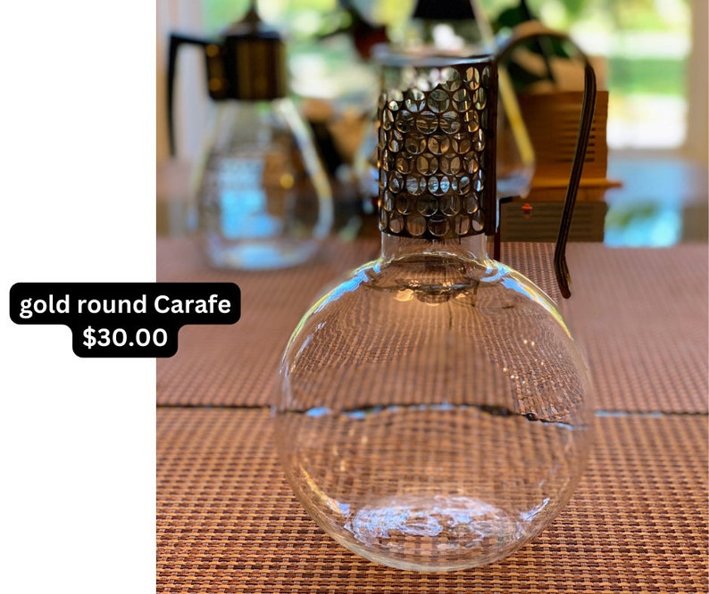 Rétro 2 carafes à liqueur en verre vintage décor damier et carte 60's