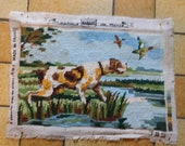 hunting dogs, fox hunting, hunt dogs, hunting canvas, shooting scene, Vintage French, needlepoint canvas, textile art, foxhounds,