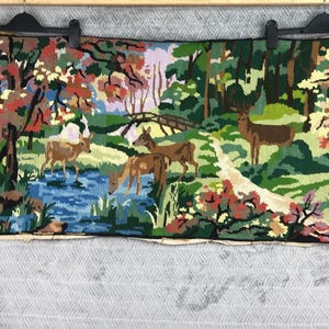 Arte del bosque, arte mural de ciervos, lienzos antiguos, tapiz de pared, arte francés antiguo, lienzo bordado, tapices colgantes, decoración del hogar,