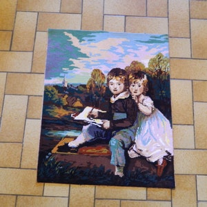 nursery canevas, children tapestries, Wall Hanging Tapestries, Made in France Completed canevas, Finished needle points, boy and girl