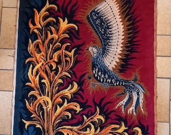 Bird canvas, bird wall art, bird tapestry, Vintage French, Bird Tapestry, Needlepoint Canvas, Wall Hanging, Tapestries, Made in France,