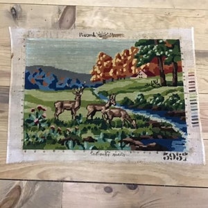 Lienzo de ciervo, ciervo del bosque, lienzo nuevo, punto de aguja, hecho en Francia, tapiz, lienzo sin trabajar, costura, tapices, sin lana, lienzos