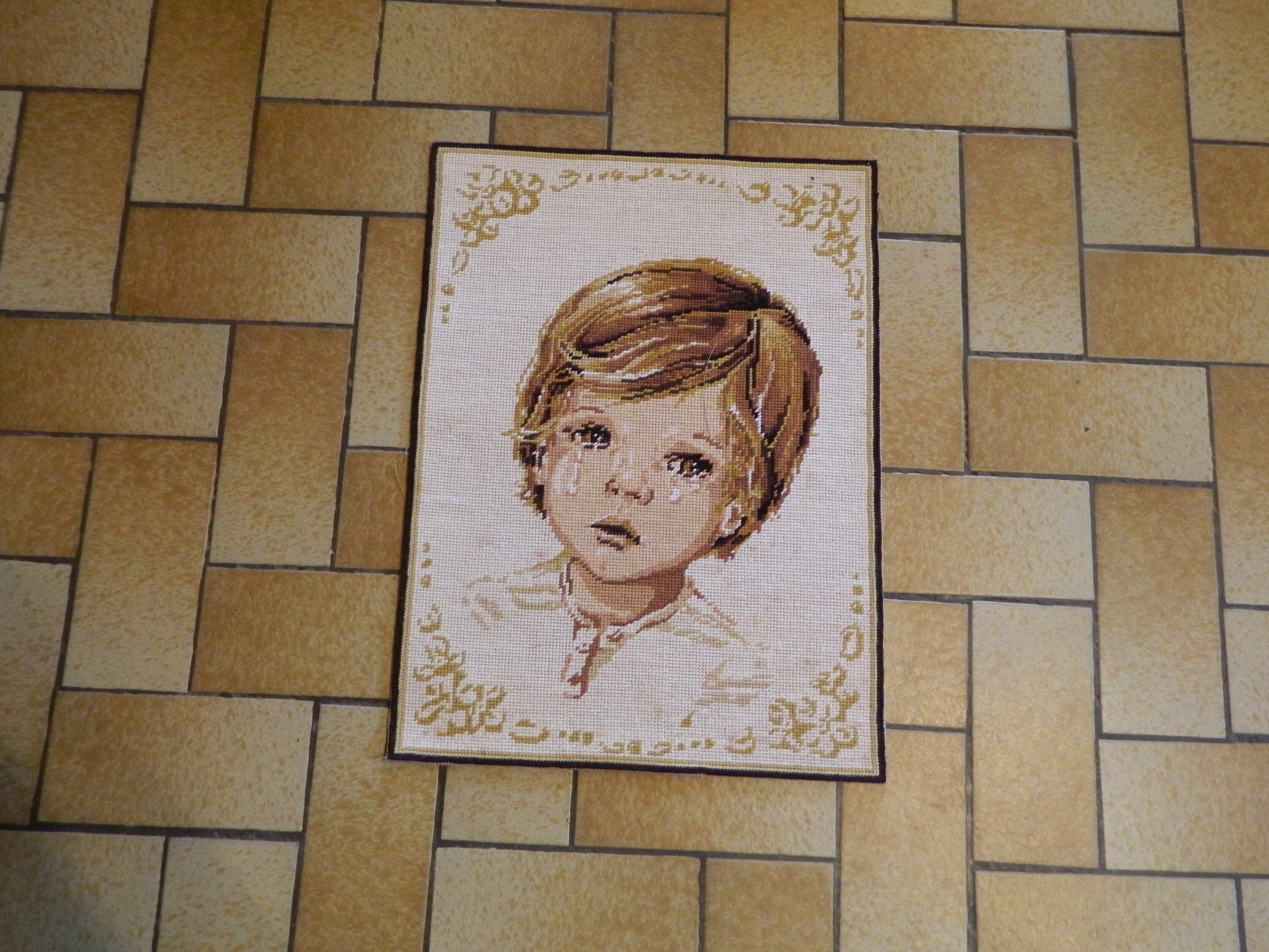 Boy Vintage Français, Needlepoint Canvas, Garcon Wall Tapestry, Hanging Tapestries, Made in France, 