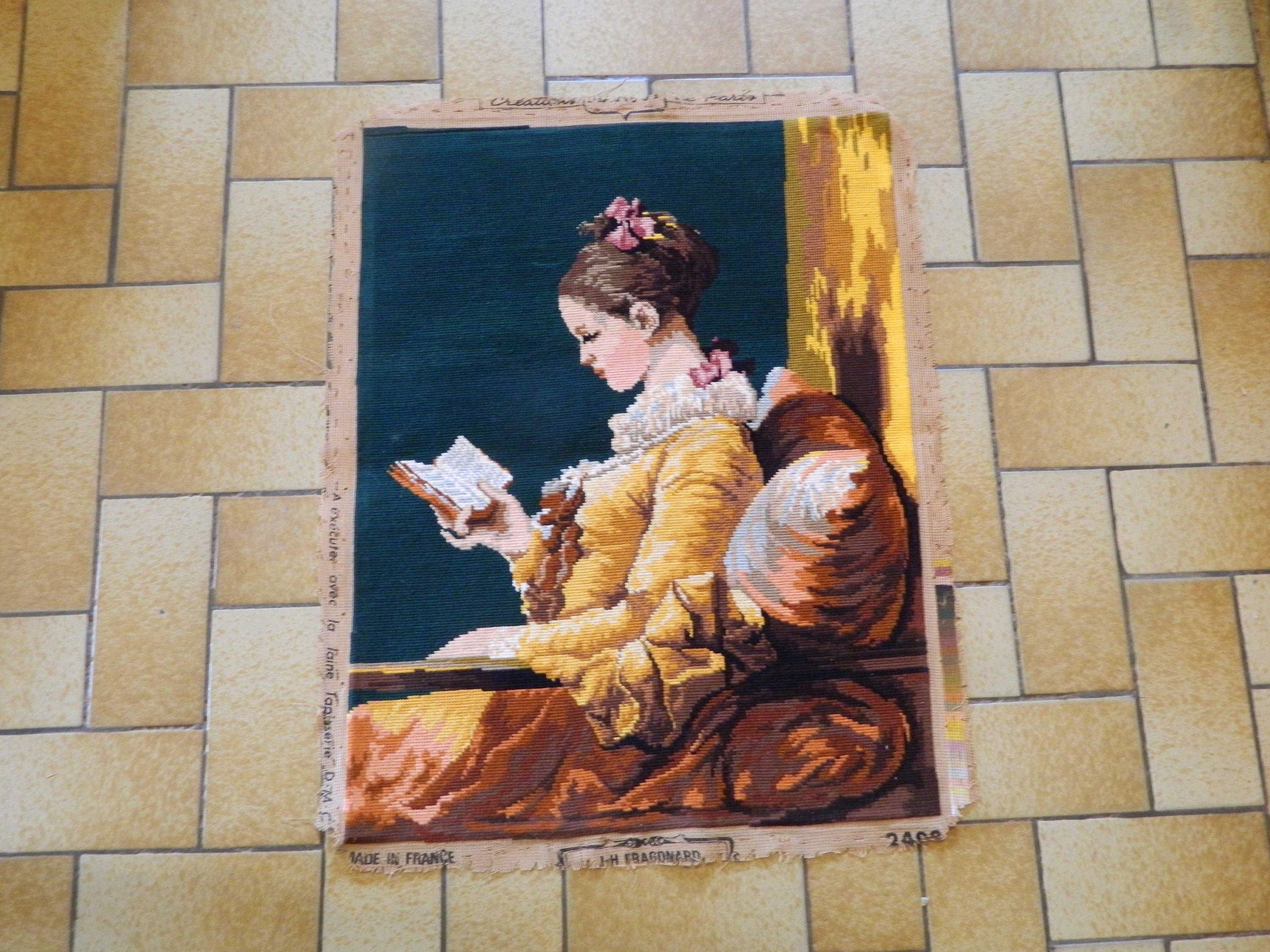 Art Mural en Toile, Tapisserie Murale, Français Vintage, Point Aiguille, Tapisserie, Tentures Murale