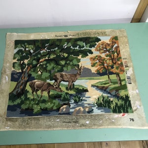 Arte de ciervos, Lienzo de ciervos, Imagen de ciervos, Bosque, Arte del bosque, Lienzo vintage, Tapiz de pared, Francés vintage, Lienzo bordado, Tapices,