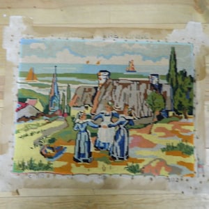 Canvas Needlepoint, Breton couple, Made in France, Tapestry, Traditional costume, French costumes, Brittany, Sewing,