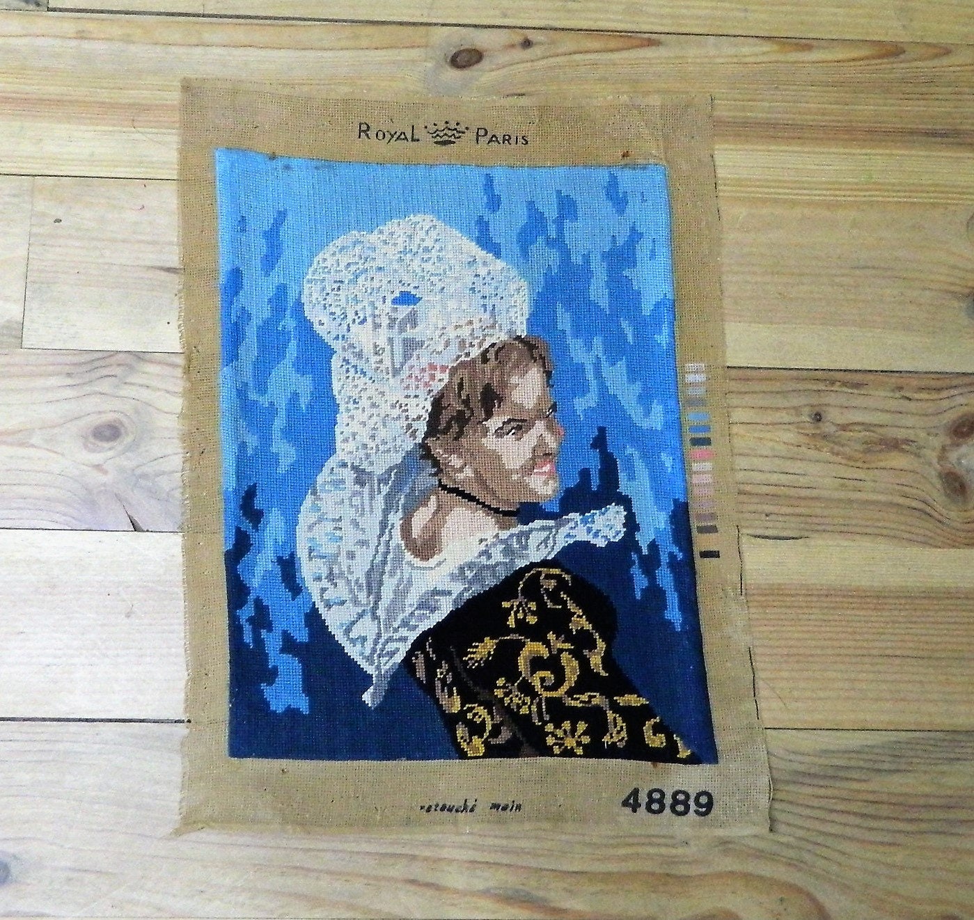 Vintage Français, Breton Lady, Toile Tapisserie, Tapisserie Murale, Tapisseries Suspendus, Made in F