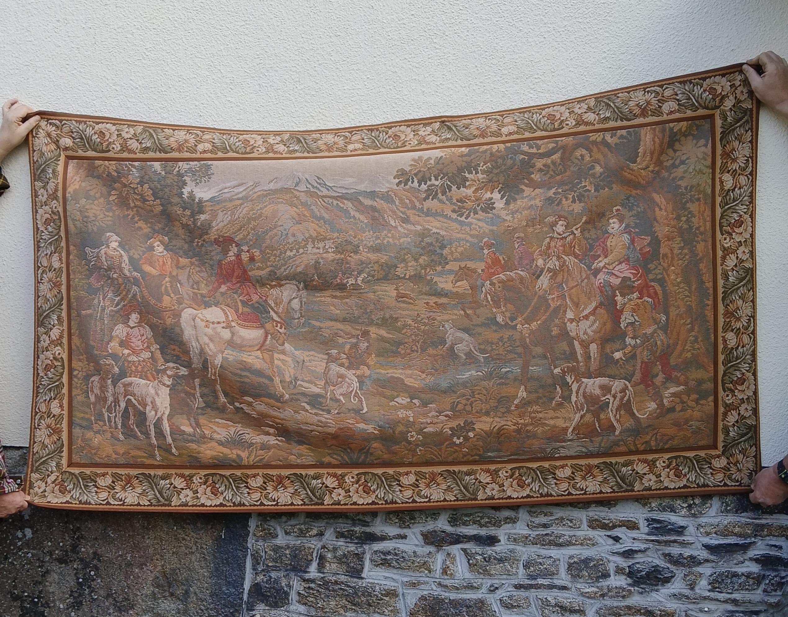 Tenture Murale Vintage Française 2x3 Ft – Tapisserie Gobelins Multicolore, Motifs Floraux Et Licornes