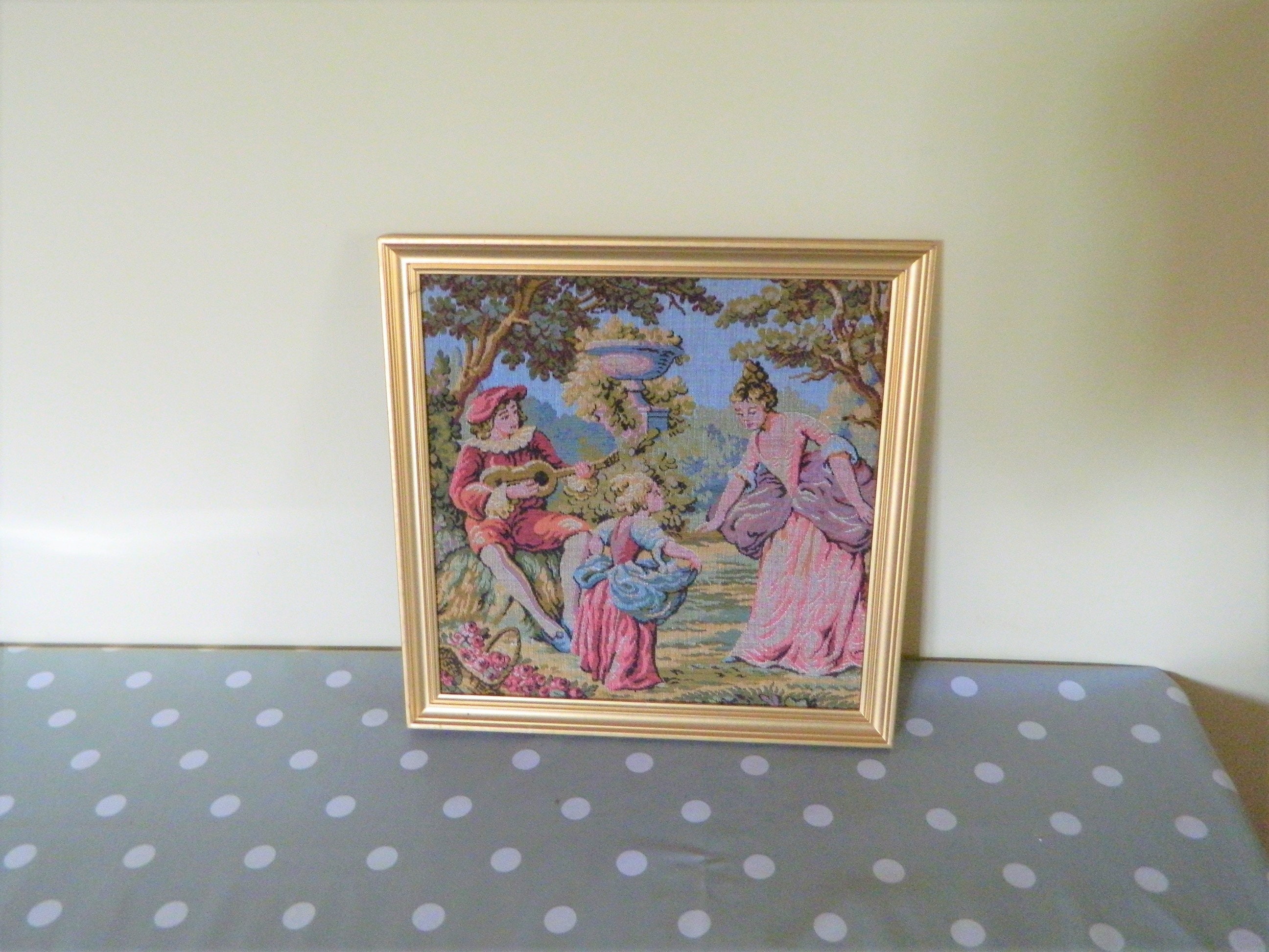 Photo Médiéval, Toile Médiévale Encadrée, Français Or Cadre, Décoration, Tapisserie Murale, Tenture 