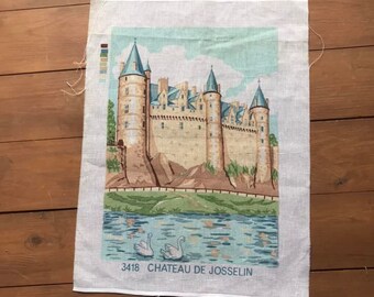 French Chateau Needlepoint Canvas, Josselin Bretagne, Country Scene