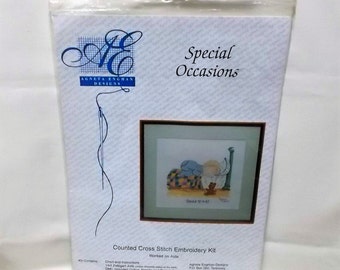 Child Sleeping Cross Stitch Kit, 14 Count Aida, Baby Room Decor