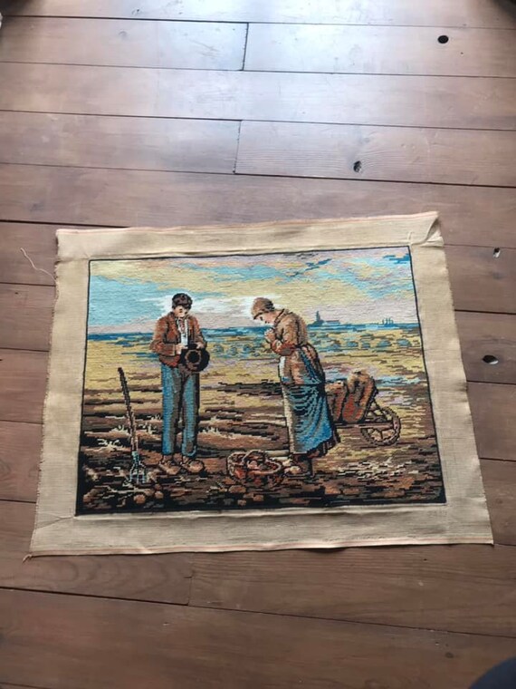 Man and Woman Canvases Vintage French Needlepoint Canvas Tapestry Wall Hanging Tapestries Made in France Completed Finished Canvas Etsy Canada