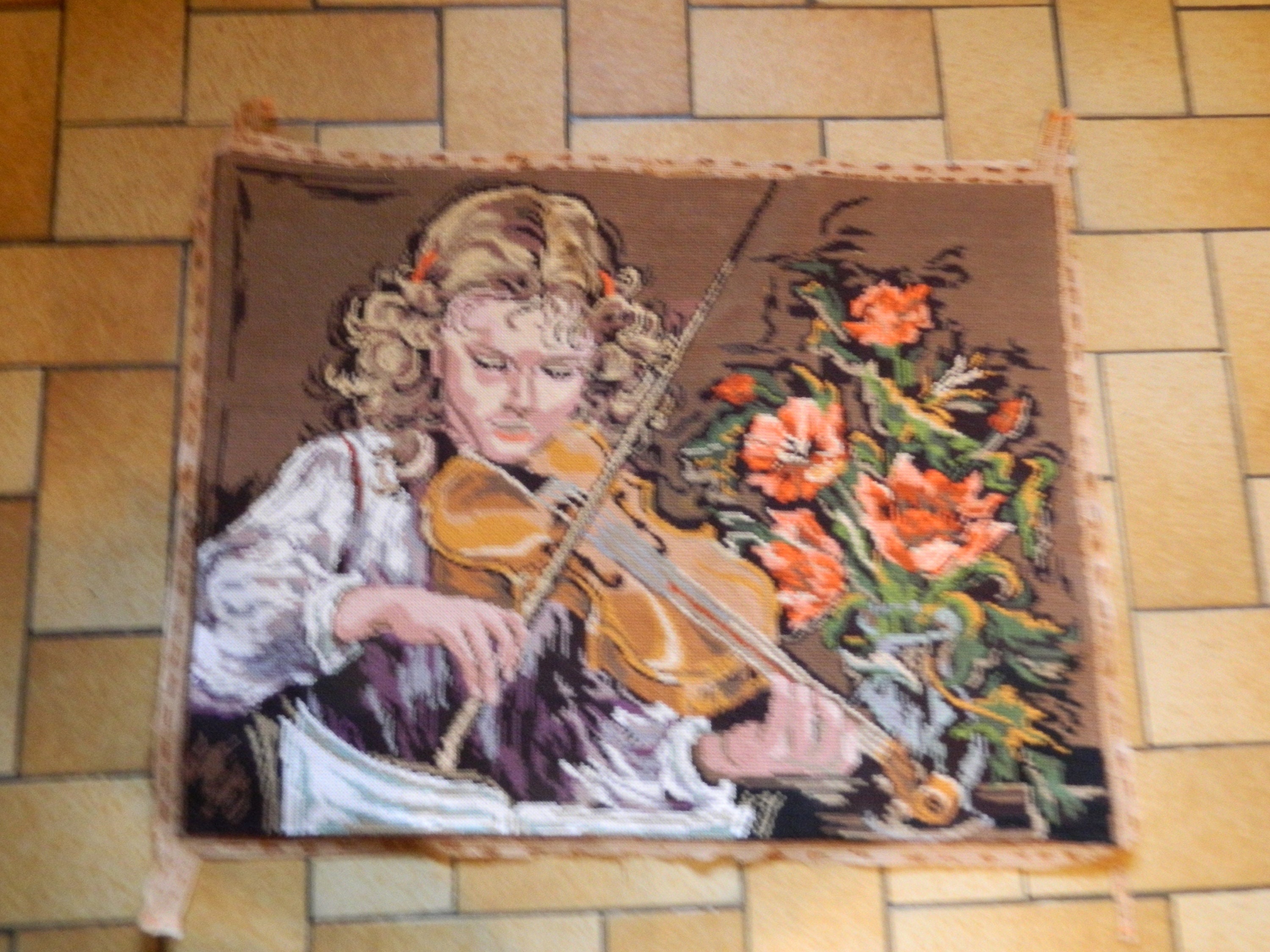 Image Musicale, Français Vintage, Toile, Tapisserie Needlepoint, Accrochage Mural, Tapisseries, Made