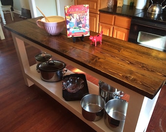 Farmhouse Kitchen Island, Rustic Kitchen Island, Kitchen Furniture, Farm Counter Height Table, Farm Table, Kitchen Island with Shelf