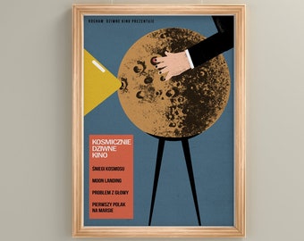 I love strange cinema poster, plakat, print, illustration, art, television, TV, weird, blue, movie cinema, film, vintage, festival Pabianice