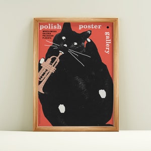 Polish Poster Gallery, Wrocławska Galeria Polskiego Plakatu, fat black cat, gruby czarny kot, print, illustration, art, plakat, B1, 98x68 cm