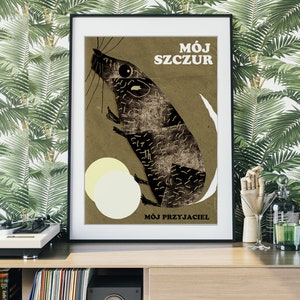 My rat, my friend, original polish poster, print, illustration, art, plakat, vintage, retro, animals, mój szczur, mój przyaciel, B2 50x70 cm