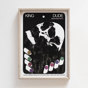 King Dude - Dark bard from Seattle, original gig poster from concert in Poland, music, neofolk, dark, gothic, Wrocław, print, B2 (48x68 cm)
