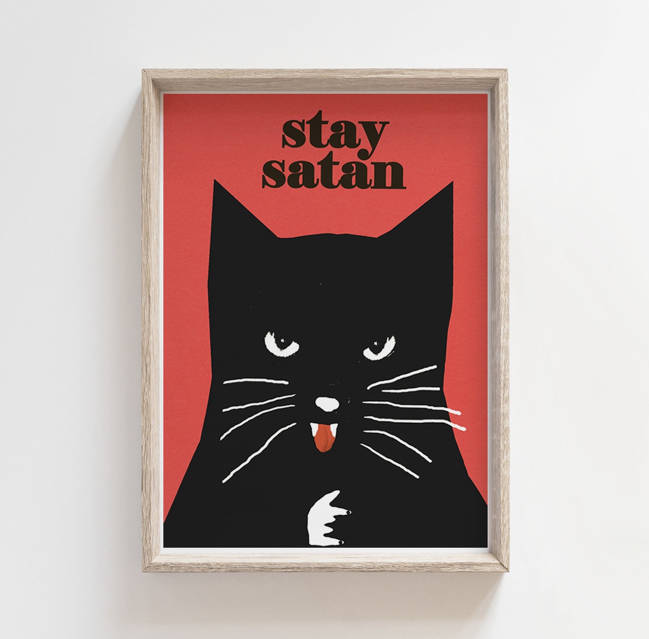 Stay Satan Cat Czarny Kot Original Polish Poster - Etsy