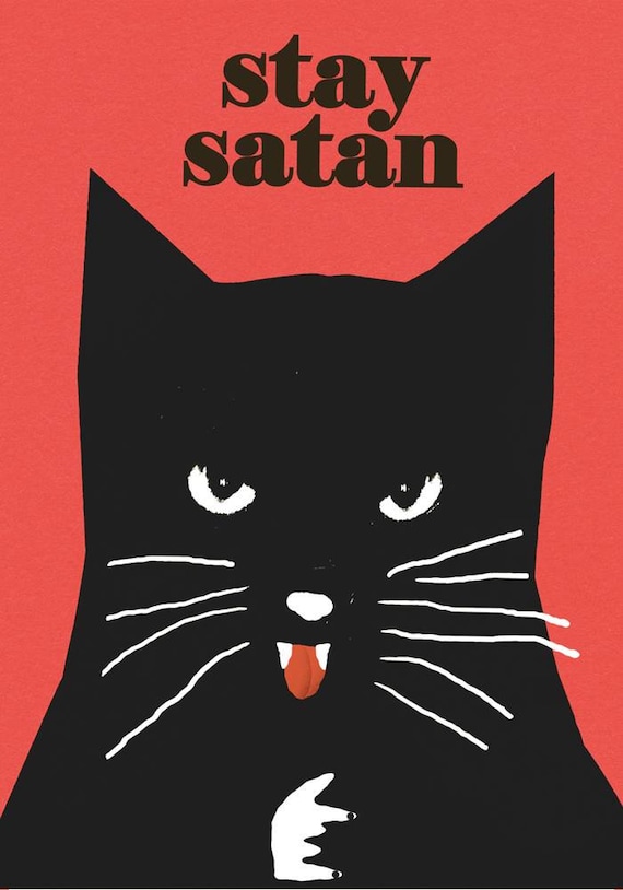 Stay Satan! Black Cat, Czarny Kot, Original Polish Poster, Print