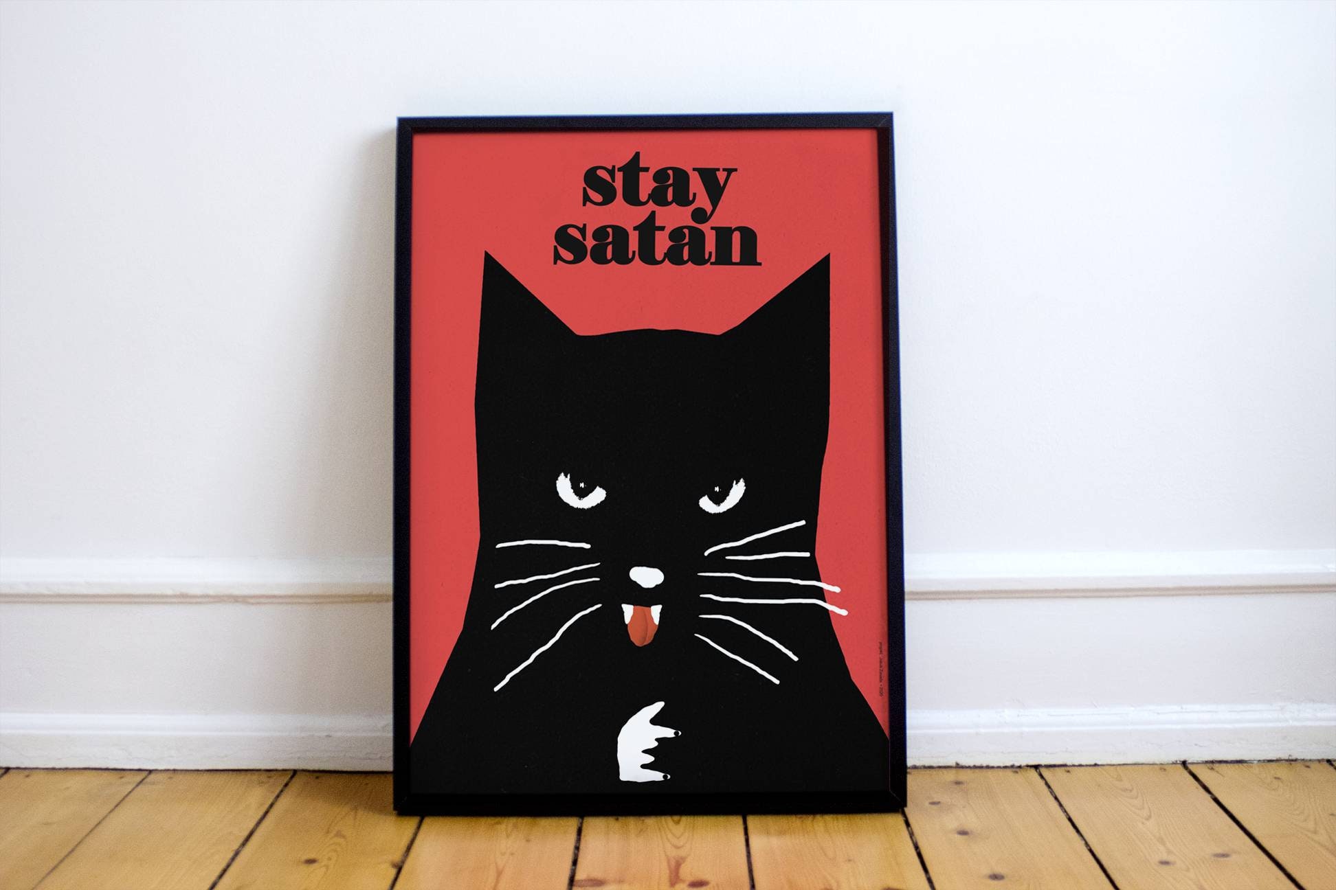 Stay Satan! Black Cat, Czarny Kot, Original Polish Poster, Print