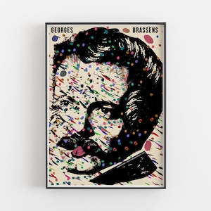 Georges Brassens 音楽ポスター コレクション GEORGES BRASSENS Ink Portrait - POSTER - Various Sizes