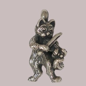 Sterling Silver Cat and the Fiddle Charm Pendant