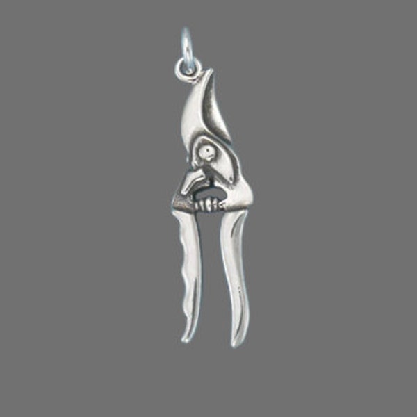 Pendentif outil sécateur de jardin en argent sterling