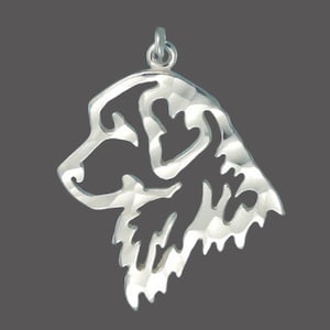 Sterling Silver Golden Retriever Head Dog Charm Pendant