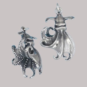 Sterling Silver Vampire Squid Charm Pendant