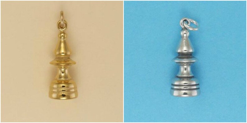 Chess Piece King Queen Bishop Knight Rook Castle Pawn CHARM STERLING SILVER