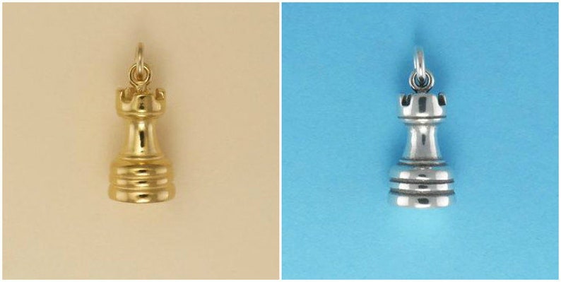 Chess Piece King Queen Bishop Knight Rook Castle Pawn CHARM STERLING SILVER