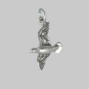 Sterling Silver Soaring Seagull Bird Charm Pendant