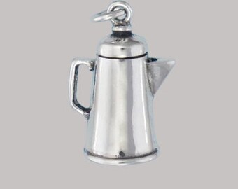 Sterling Silver Coffee Pot Charm Pendant