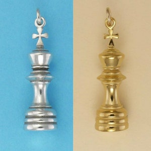 Chess Piece King Queen Bishop Knight Rook Castle Pawn CHARM STERLING SILVER