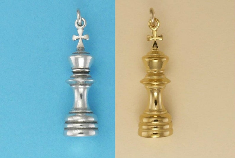 Chess Piece King Queen Bishop Knight Rook Castle Pawn CHARM STERLING SILVER