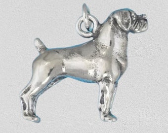 Sterling Silver Boxer Dog Charm Pendant