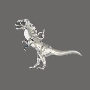 Sterling Silver Dilophosaurus Dinosaur Charm Pendant