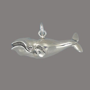 Sterling Silver Right Whale Charm Pendant