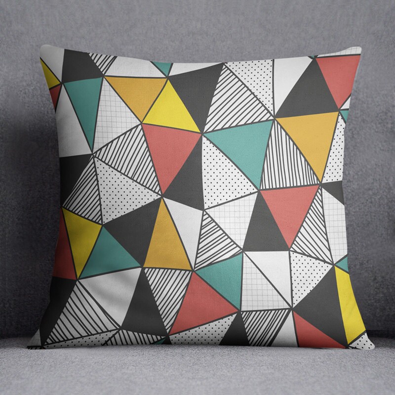 Geometric pattern pillow cover Abstract Shapes Design Etsy