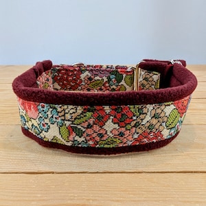 Tapestry Floral Fleece Lined Made-to-Measure Martingale/ Half Check Dog Collar.