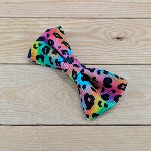 Rainbow Leopard Print Dog Bow Tie